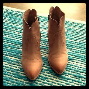 Dusty rose leather booties